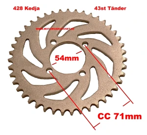 428 Kedja 4 Bult - CC 71mm - 43st Kugg