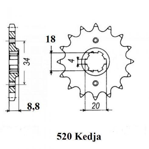 520 Kedja 20mm Axel